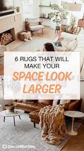 6 Rugs That Will Make Your Space Look Larger Rug Size Guide Living Room Living Room Rug Size Furniture Design Living Room Sofas