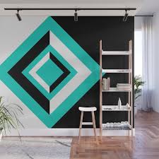 Black And White Geometric Wall Design Teal Black And White Geometric Shapes Peel And Stick Removable Wallpaper Full Size Wall Mural Bedroom Wall Designs Geometric Wall Paint Wall Paint Designs