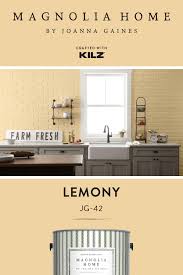 Add A Bright And Citrusy Twist To The Interior Design Of Your Home With A New Coat Of Lemony Fro Magnolia Homes Farmhouse Kitchen Design Bright Kitchen Colors
