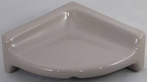 This shelf features water transfer printing technology to create a statuario marble look with a white base and gray. Ceramic Corner Shelves Large And Small Shower Shelf Eclectic Ware