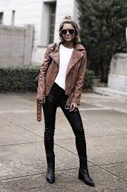 Brown Leather Jacket White T Shirt Black Leather Pants Black Boots Brown Leather Jacket Outfit Outfit Inspo Fall Leather Jacket Outfits
