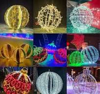 Foldable 3D LED Outdoor Waterproof Metal Frame Christmas Ball String Light  for Street Park Holiday Decorative Display