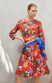 Marni Floral Print Cotton Dress Silk Satin Scarf Printed Cotton Dress Fashion