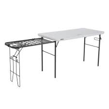 Lifetime Lifetime 4 Ft One Hand Adjustable Height Fold In Half Table Almond 80726 The Home Depot In 2020 Metal Grill Tailgate Table Camping Table