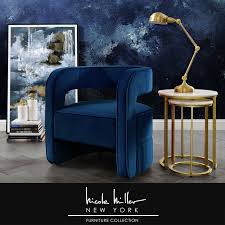 Nicole Miller Accent Chair Design Zaire Velvet Upholstered Open Barrel Back Modern Style Navy Walmart Com Accent Chairs Velvet Accent Chair Cheap Leather Chairs