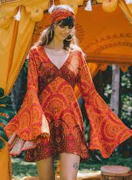 Stylish Bell Sleeve Mini Dress Azokoe 70s Inspired Fashion 70s Fashion Hippie 70s Outfits