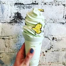 This Pickle Flavored Soft Serve Is A Cooling Chaser To Spicy Meals Nyc Ice Cream Ice Cream Toppings Ice Cream Flavors