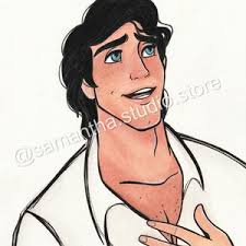 Die kleine Meerjungfrau Disney Princess Aquarell Ariel und Eric Fine Art  Quality Prince Eric Love