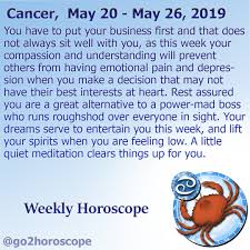 Get your free daily cancer horoscope from futurepointindia.com which provides cancer horoscope prediction today from best astrologer. Daily Horoscope 12 Zodiac Signs On Twitter Cancer Weekly Horoscope Mon May 20 2019 Sun May 26 2019 This Week Lucky Numbers Are 25 52 76 47 44 Https T Co Sbznjdy0me Weeklyhoroscope Astrology Horoscopes Zodiacsigns Zodiac