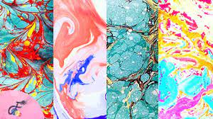 Carefully lay sheet of paper on the water, but don't submerge it. How To Do Paper Marbling Fatema S Art Show Youtube