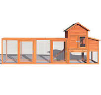 122" Large Outdoor Wooden Chicken Coop Hen House with Nest Box Wire Fence