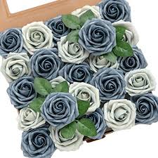 Roses and happiness go side by side. Ling S Moment Roses Artificial Flowers 25pcs Realistic Dusty Blue Fake Roses W Stem For Diy Wedding Bouquets Centerpieces Floral Arrangements Decorations On Galleon Philippines