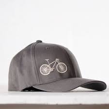 Large Xl Mountain Bike Flexfit Fitted Hat Cream Embroidery On Charcoal Cap Fitted Hats Mountain Biking Flex Fit Hats