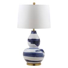 Shop for bedside lamps with outlets online at target. 32 Aileen Table Lamp Blue White Includes Led Light Bulb Safavieh Target
