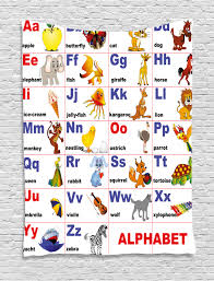 Educational Tapestry Animals Placed On Letter Of The Alphabet Teachers Chart Classroom Kindergarten Wall Hanging For Bedroom Living Room Dorm