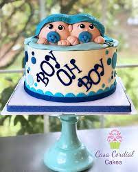 In Love With This Baby Shower Cake For Twins Twinsbabyshowercake Boyohboycake Bo Baby Shower Cakes Twin Baby Shower Cake Baby Shower Cakes For Boys