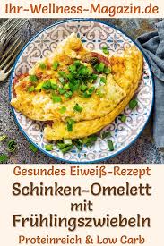Schinken Omelett Mit Fruhlingszwiebeln Eiweissreiches Low Carb Rezept Rezepte Gesunde Rezepte Proteinreiche Rezepte