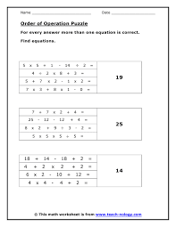 Order Of Operation Puzzle Pemdas Worksheets Pemdas Order Of Operations