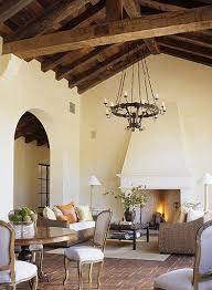 Restoration Timber Spanish Style Homes Vaulted Ceiling Living Room Mediterranean Home Decor