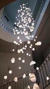 A Beautiful Pendant Lights Chandelier For Two Story Foyer Designed With 300 Pearl Shell Pendants Staircase Chandelier Contemporary Chandelier Ceiling Lights