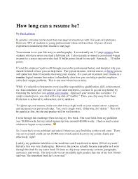 How Long Can A Resume Be