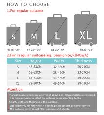 suitcase sizes chart