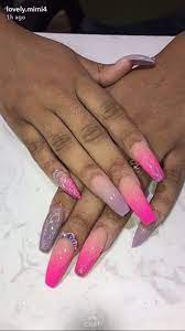 Fuschia Pink Nails Super Cute Nails Rainbow Nails