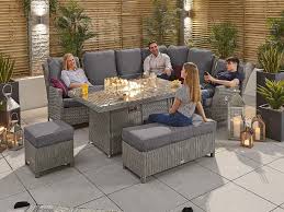 Rattan garden furniture ltd offers high quality rattan furniture including rattan garden dining sets, corner sofas, sofa sets, sun loungers, cube sets and fire pit dining sets at best prices. Nova Outdoor Living Skylar 2b Modular Reclining Corner Dining Set With Firepit Table Corner Sofa Set At Gardenman