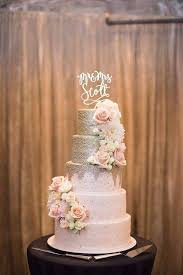 Glamorous 5 Tiered Wedding Cake Blush Pink With Gold Sequins Falling From The Top Adorned Wedding Cake Display Wedding Cupcakes Wedding Cakes With Cupcakes