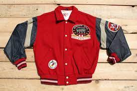 Disney College Jacket Bomber Varsity Vintage Mickey Mouse Walt Disney Red With Leather Sleeve And Embroided L College Jackets Leather Sleeve Sweatshirts Hoodie