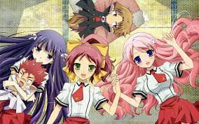 illustration, long hair, anime, anime girls, blue eyes, cartoon, dark hair,  schoolgirl, pink hair, Baka to Test to Shoukanjuu, Himeji Mizuki, Kirishima  Shouko, Sakamoto Yuuji, Shimada Minami, Yoshii Akihisa, mangaka HD Wallpaper