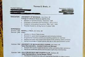 Tom Brady Shows Off Professional Resume From Before He Was Drafted Professional Resume Tom Brady Resume