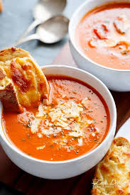A Creamy Roasted Tomato Basil Soup Full Of Incredible Flavors Naturally Thickened With No Need For Cre Roasted Tomato Basil Soup Creamy Tomato Basil Soup Food