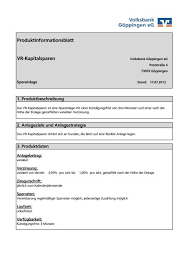 Wir sind seit 150 jahren in der region göppingen für unsere mitglieder und kunden da! Produktinformationsblatt Vr Kapitalsparen Volksbank Goppingen Eg