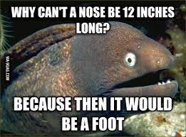 Bad Joke Eel Why Can T A Nose Be 12 Inches Long Cheesy Jokes Bad Jokes Dark Jokes