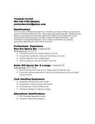 bartender resume