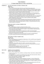 Adept at special projects, working often asked to step in on small projects to develop fast but effective control methods. Document Control Coordinator Resume Samples Velvet Jobs