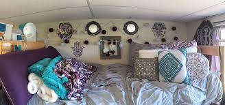 Purple Turquoise And Grey Dorm Room Bed Idea Teal Dorm Room Purple Dorm Rooms Dorm Room Items