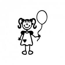 Disegnare un essere vivente che sia un illustrazione circa disegno stilizzato del cavallo, in bianco e nero. Bambina Con Palloncino Adesivi Famiglia