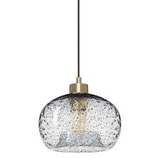 Casamotion Mini Pendant Light Handblown Rustic Seeded Glass Hanging Light Clear Brushed Brass Fitting Walmart Com Walmart Com
