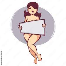 sexy cartoon girl holding a board for your text Stock Vector | Adobe Stock