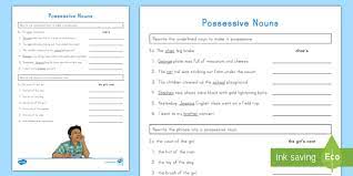 The smallest number is the one that comes first while counting. Possessive Nouns Activity Teacher Made