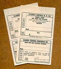 Vintage Train Tickets Illinois Central Railroad Railway Etsy In 2020 Vintage Train Ticket Custom Collage Vintage Lettering