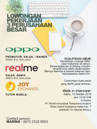 Apa kerja oppo bagian event. Lowongan Pekerjaan Oppo Lingkar Malang
