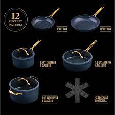 Thyme Table Nonstick Ceramic 12 Piece Cookware Set Navy Walmart Com Walmart Com Ceramic Cookware Set Cookware Set Ceramic Cookware