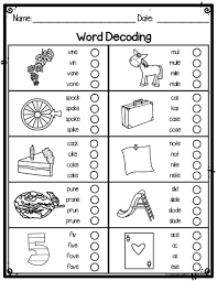First Grade Word Decoding Practice Assessment Worksheets For First Grade Special Education And Home Scho First Grade Words Phonics Worksheets Decoding Words