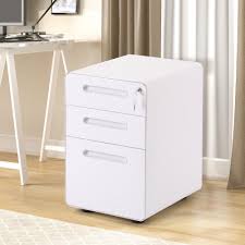 Boyel Living White Metal Storage Decorative Vertical File Cabinet 3 Drawer With Lock Mobile Pedestal Under Desk Wfwf191010aak The Home Depot