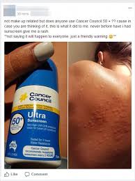 1.4 out of 5 stars from 147 genuine reviews on australia's largest opinion site twice i used this product over summer thinking it would be the best sunscreen to buy being a cancer council australia product. Woman Left With Rash After Using Cancer Council Sunscreen Daily Mail Online