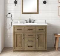 OVE Decors Bailey 42 in. Freestanding Driftwood Oak Bath Vanity with White  Quartz Top, Power Bar and Matte Black Hardware 15VVA-BAIL42-14 - The Home  ...