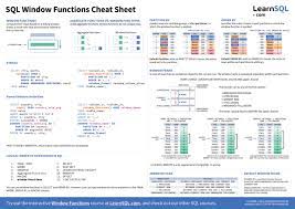 Sql Window Functions Cheat Sheet With Examples In 2021 Sql Cheat Sheet Sql Cheat Sheets